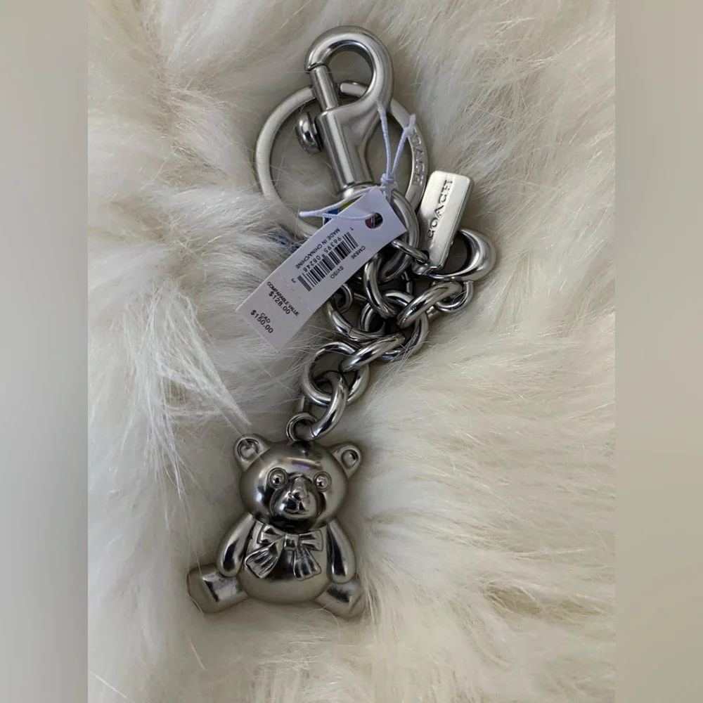 Bear and rainbow bag charm